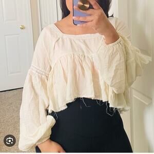 Urban Outfitters Babydoll Peasant Cropped Boho Top New With Tag Size Small Colo…